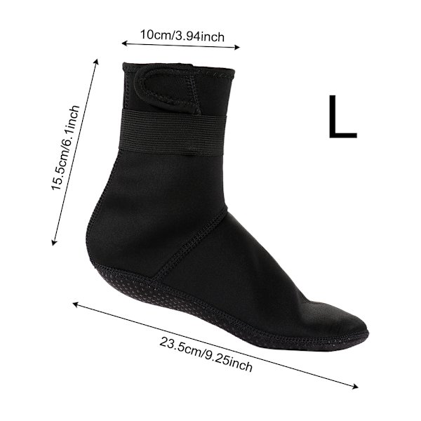 Sklisikre dykkersokker - neopren full ankeldekning, 3 mm tykkelse L