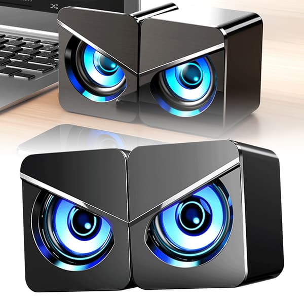 1 Par Højttaler til Desktop Computer Multifunktionel Stilfuld Stærk Bas 4D Stereo Lyd USB Kabelforbundet Højttaler til Hjemmet