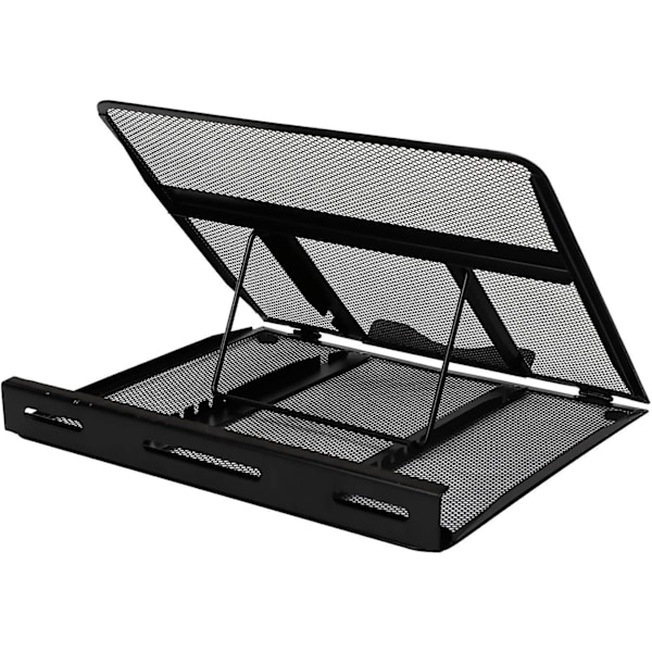 Ergonomisk og ventileret justerbart laptopstativ, 33 x 28 x 4 cm, Sort