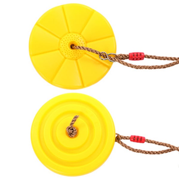 Kids Disc Swing Barn Heavy Duty Plastic Disc Swing Sete for utendørs bakgård kronblad Gul