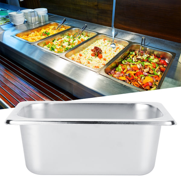 Rustfrit stål madbuffet fad plader gryder bakke retter holder firkantet madbeholder