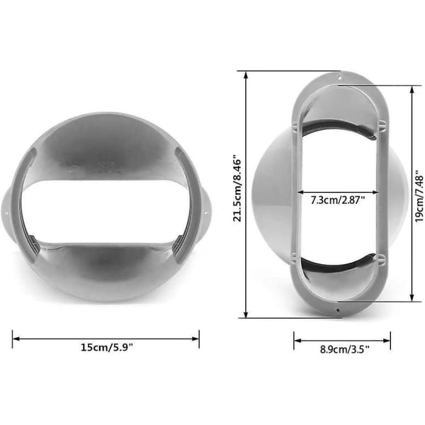 Universal flat munngrensesnittadapter for bærbare klimaanlegg og tørketromler - 15 cm