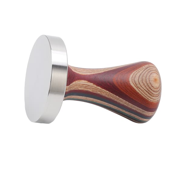Farverig trækaffe flad tamper rustfri stålbase pulverhammer til kaffetilbehør 58mm