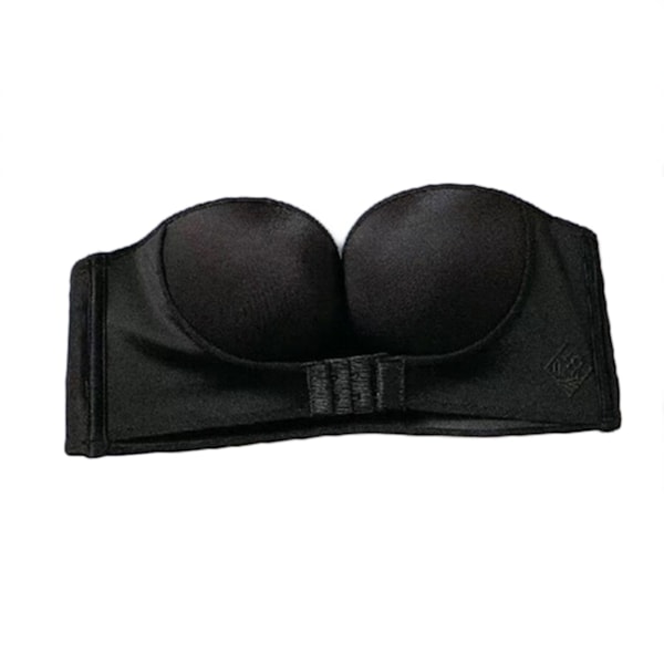 Frontlås Sømløs Ryggløs Push Up BH | Anti-skli Sticky | Svart 80AB