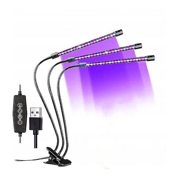 växtlampa odlingslampa växtbelysning klämma växtlampa ny 3 lampor 60LED