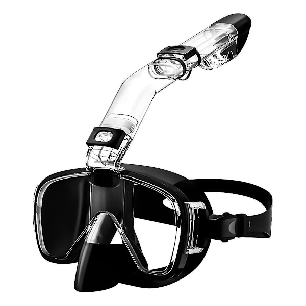Snorkelmask Hopfällbar Dykmask Set med Torr och Kamerafäste, Anti-imma Professionell Snorkelutrustning-Svart-B3