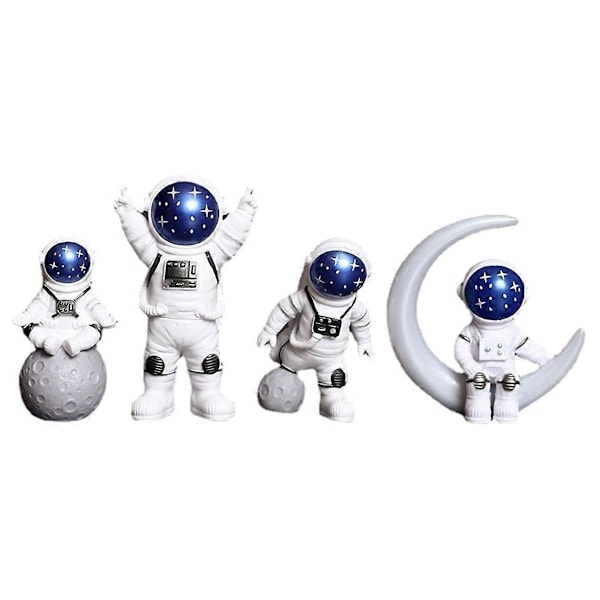 4 stk. Astronaut Figur Statue Figur Blå