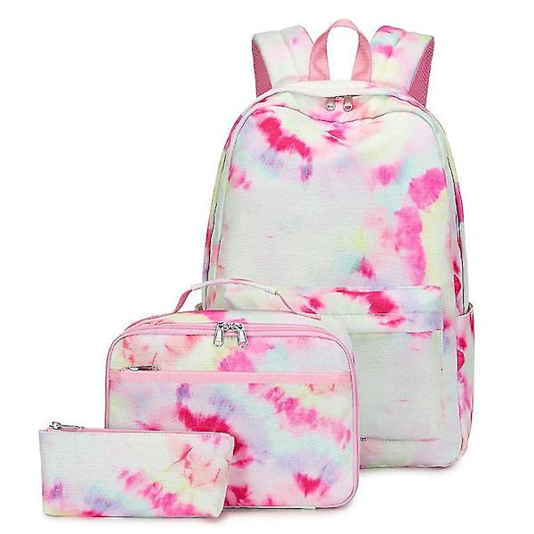 Tie Dye -reppusetti - 3 kpl, suuri kapasiteetti, kevyt, vedenpitävä urheiluun, matkustamiseen, kouluun HH