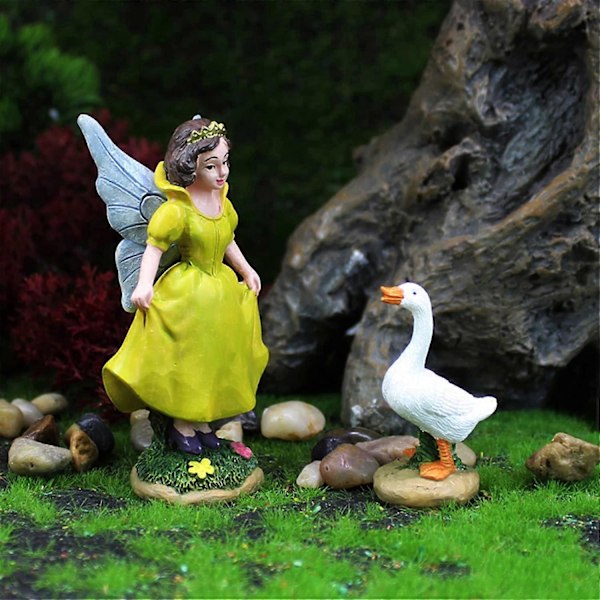 Sæt med 6 Fe-have Tilbehør, Fe-have Miniaturer Inkluderer Fe, Pindsvin og 4 Ænder Mini Have Figur Fe Dekorationer, Miniature Fe Ga