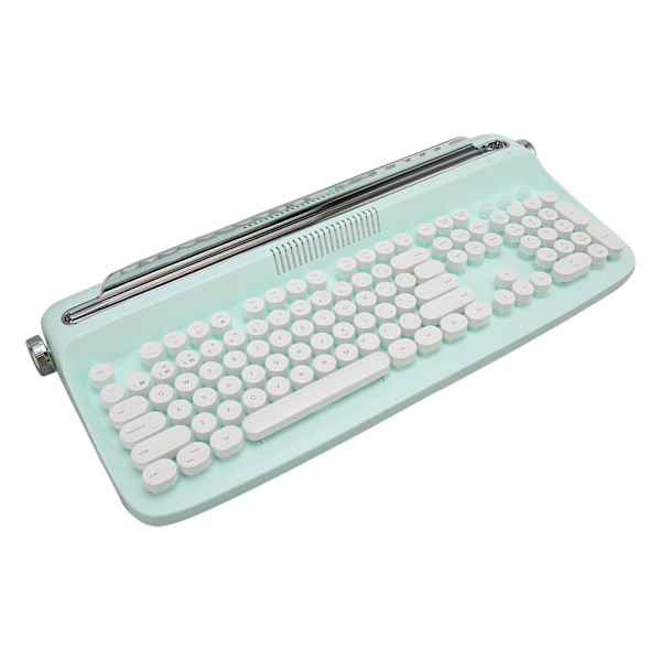 Trådløst skrivemaskintastatur i retrostil med 104 taster, BT5.0, integrert stativ, nettbrett-tastatur for smarttelefon, bærbar PC, grønn
