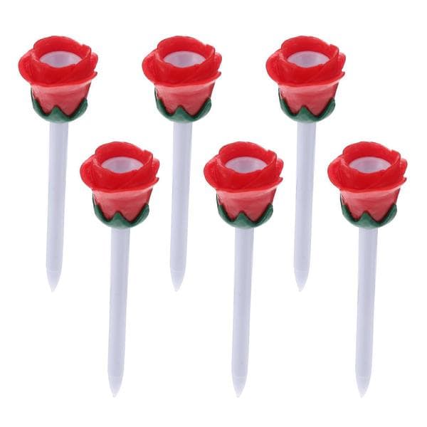 Red Rose Shaped Golf Tees for Plastic Golf Ball Holder, 6 Pcs Golf Nail Set