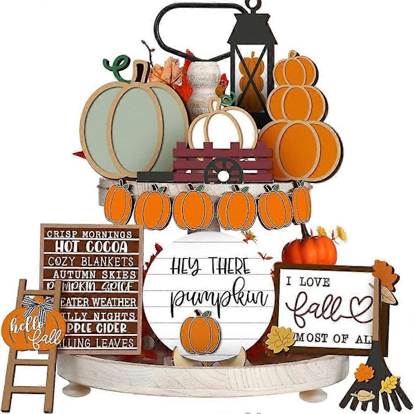 Höst Thanksgiving Pumpa Lönnlöv Lastbil Skylt Träskylt
