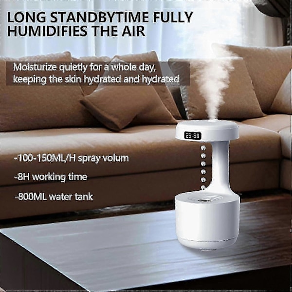 Stille Luftfuktere med Kald Tåke, USB Skrivebordsluftfuktere med 8 timers Arbeidstid, Smart LED-Display, Automatisk Avstenging ved Tom Tank, for Baby Hjemmekontor