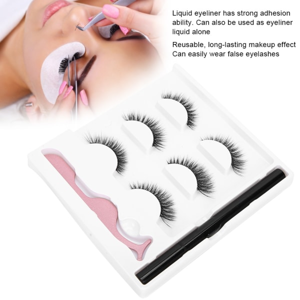 3 par lösögonfransar flytande eyeliner set Vattenfast ögonmakeup-verktyg3D-02
