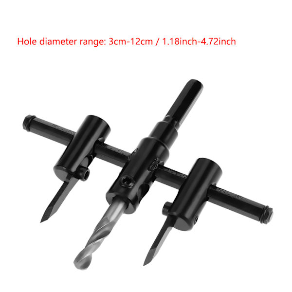 30-120mm Justerbar Svart Cirkelhålsåg Borr Bits Set DIY Träbearbetning Verktyg
