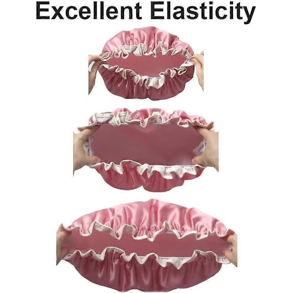 2 Pakke Dame Dusjhette Vanntett Elastisk Hårhette for Damer Spa Salong Rosa+Grå