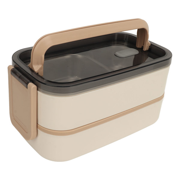 Dobbeltlags lunsjboks stabelbar Bento-boks med redskaper Rustfritt stål Spiseboks 1400ml Khaki 304