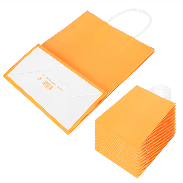 Miljövänlig bärbar kraftpapperspåse Butik Kläderförpackning Presentpåse (M 21 x 11 x 27,5 cm) Orange