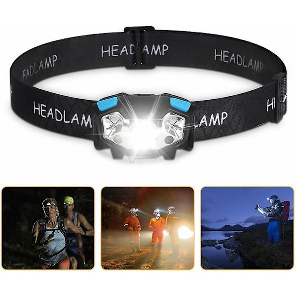 LED Pannlampa, 5000 Lumen LED Arbetslampa, Rörelsesensor Pannlampa USB Uppladdningsbar Vattentät Arbetslampa, 5 Ljuslägen Strålkastare, Justerbart Huvudband