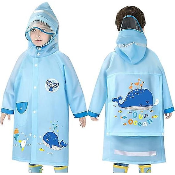 Lätt återanvändbar regnponcho för barn, 1-8 år, söt tecknad design för pojkar och flickor