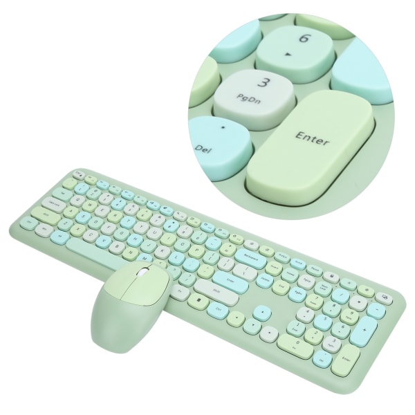 Trådløst tastatur musekombinasjoner 110 taster 2,4 GHz-brikke for kontorhusholdningsdatamaskin tilbehør Grønn blandet farge