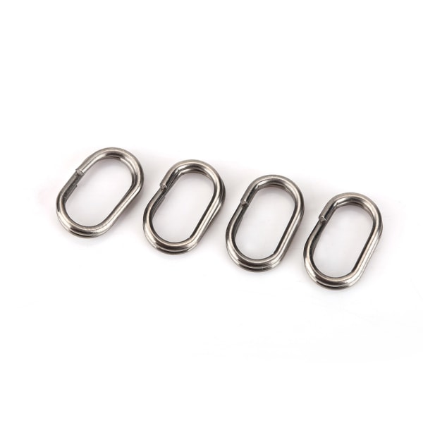 100 st rostfritt stål ovala delade ringar Svängbar Snap fiskeredskapskontakt (8x13mm)
