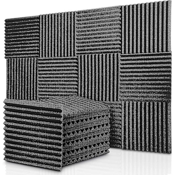 Brandsäkra Akustikskumpaneler Kilformade - 12-pack Ljuddämpande Skum för Studio, Ljudisolerande Skum