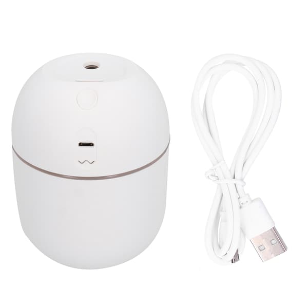Bærbar Mini Luftfugter USB Opladning Desktop Luftfugter Soveværelse Luftfugter med LED Lys Hvid