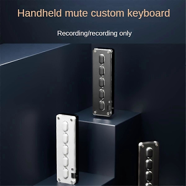 5 Taster Egendefinert Tastatur Makro Programmerbart Bluetooth-tastatur Hvit