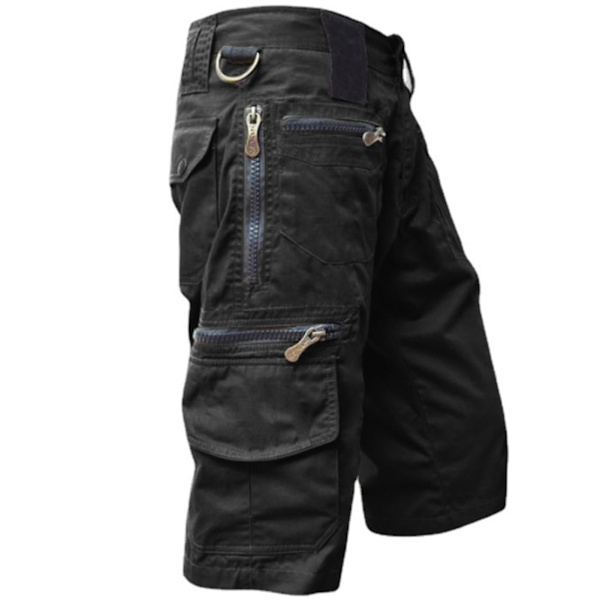 Sorte XL Streetwear Cargo Shorts med Flere Lommer