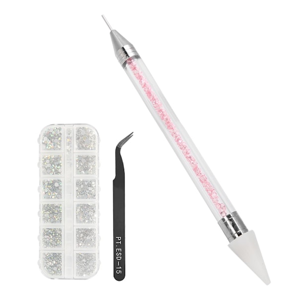 Nail Art tekojalokivi kaareva pinsetti silikoni pistekynä Manikyyri set Nail Art Tool