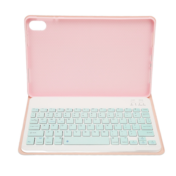 11-tommers Bluetooth-tastatur for nettbrett Trådløst nettbrett-telefon Datatastatur med beskyttende lærveske for OPPO Pad 11 Pink