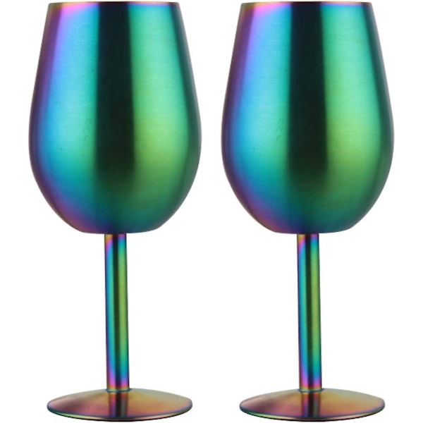 Rainbow Stainless Steel Wine Glasses - Set of 2, Insulated and Unbreakable Iridescent Tumblers