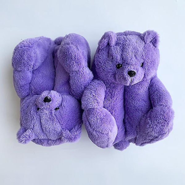 Koselige Lilla Innesko for Kvinner - Teddybjørn-inspirerte Husesko