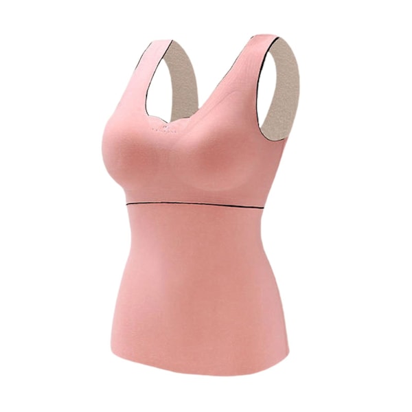 Slim Fit Peach Pink Camisole with Built-In Bra for Women