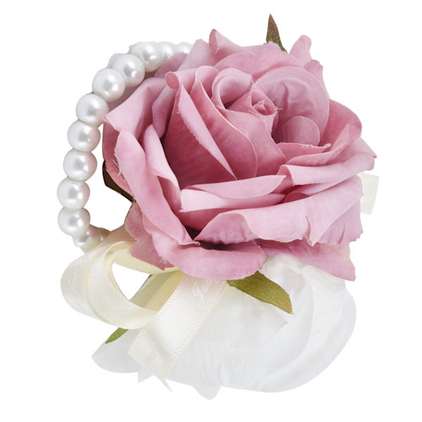 Brudehåndledd Blomst Brudepike kunstig håndledd Corsage armbånd til bryllupsdag Rosa