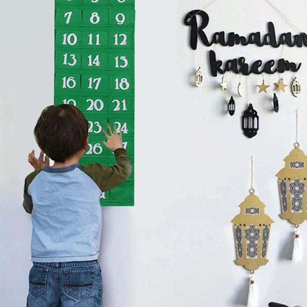 Eid Mubarak Huopa Adventtikalenteri Seinälle Ripustettava Numeroitu Countdown-kalenteri Kestävä Kodin Sisustus