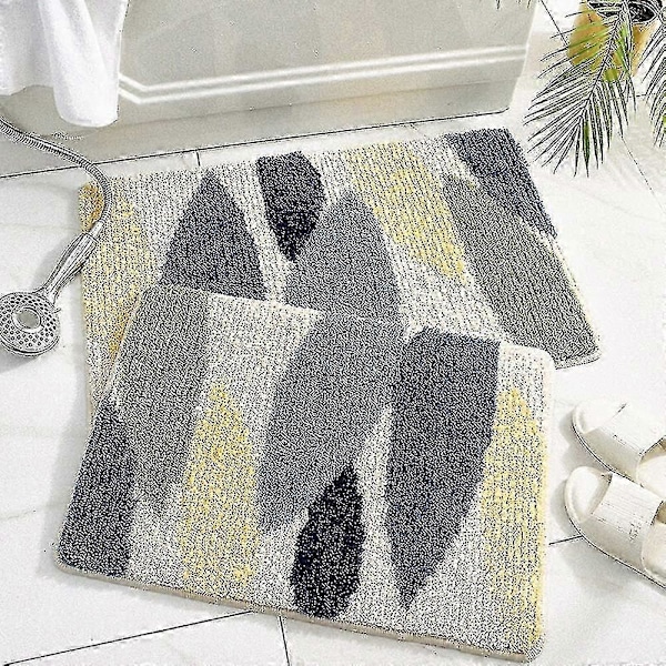 Skridsikker bademåtte 40x60 cm Skovblad badeværelsesmåtte superblød og vandabsorberende maskinvaskbar mikrofiber badeværelsestæppe til badeværelse brusebad B