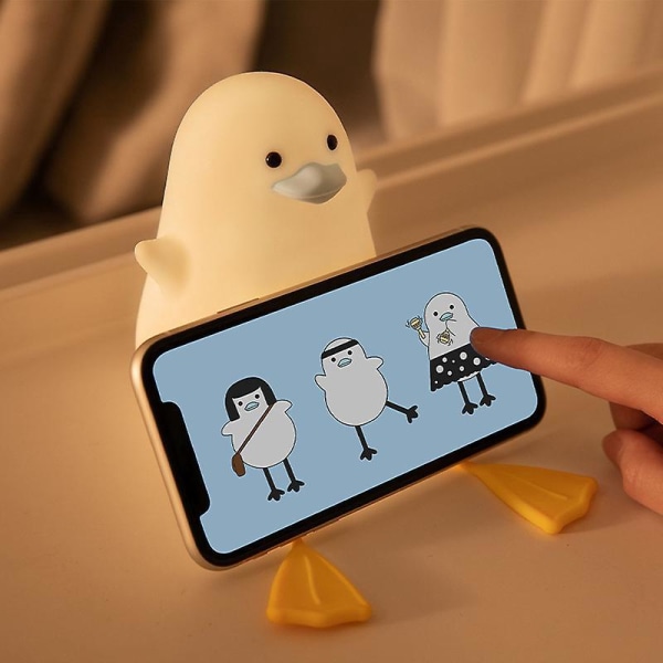 Gul Little Duck sengelampe med smartphoneholder og forsinket auto-sluk natlys