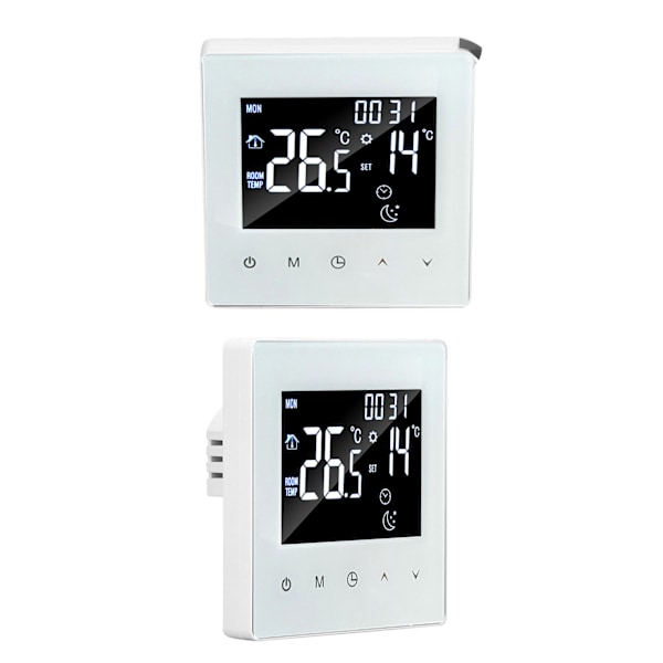 Digital termostatskjerm Programmerbar hjemmetermostat med 3 meter sensorledning for elektrisk gulvvarme Hjem Hotell Kontor AC90‑240V Hvit Med WiFi