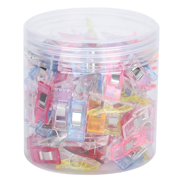 100 stk. sømklips patchwork syning quiltning fladhovedet plastik farverige faste klips