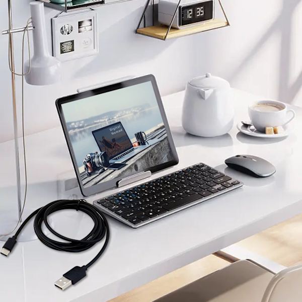 USB C-kabel USB 2.0 PVC Snabbladdning Dataöverföring Typ C-kabel för mobiltelefoner surfplattor 2m Svart