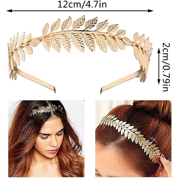 Grekisk gudinna löv diadem set för bröllop, fest, kväll - 3 delar (guld)