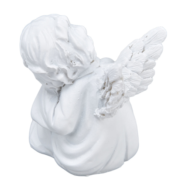 Cherub Statue Syntetisk harpiks Materiale Dejlig stil hvid baby figurer til festdekorationer Cherub statue venstre