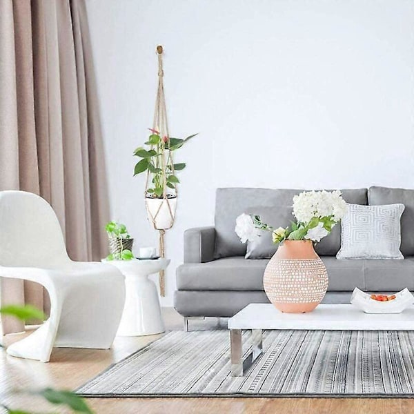 Krukväxt Hängrep Set om 2 Hängande Rep för Växter Blommor Inomhus Utomhus Trädgård Balkong Trädgårdsdekoration - 105cm
