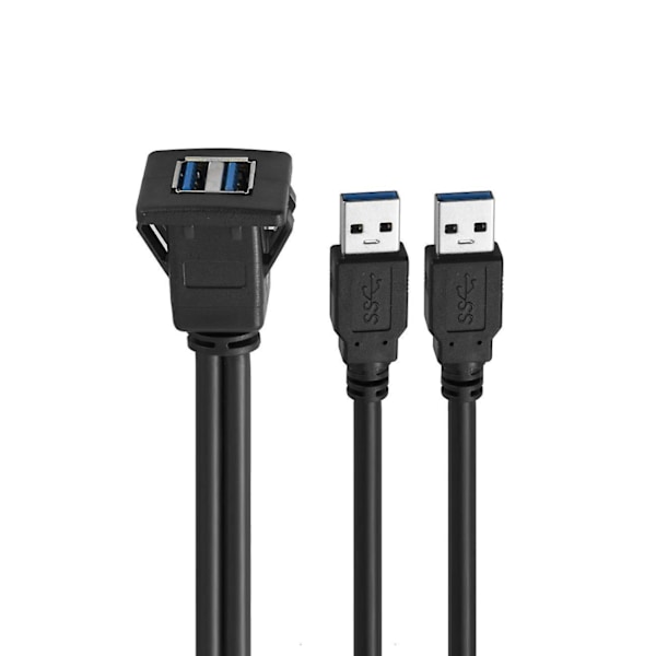 USB 3.0 Flush Mount Dashboard USB 3.0 til Bil Båd Motorcykel Dobbelt Port Firkantet 1m