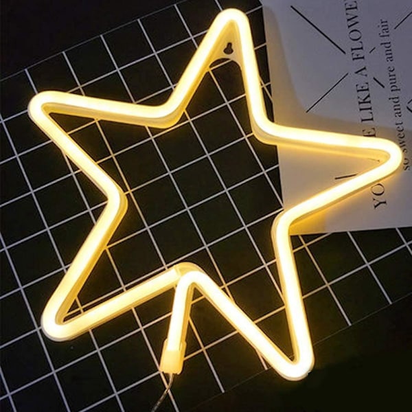 Ljuspanel Varmvit Neon Vägglampa Skylt Hem Barnrum Födelsedagsfest Konstdekoration, USB eller Batteri