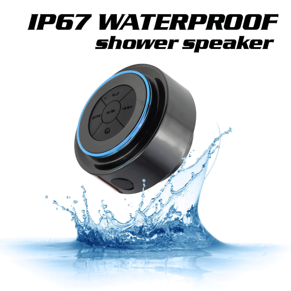 Vandtæt Bluetooth-brusehøjttaler med FM-radio til brusebad, camping, bil og rejser - Kompatibel med alle Bluetooth-enheder