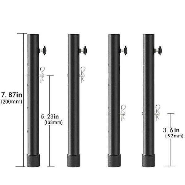 Sett med 4 sammenleggbare bordbenforlengere, egnet for sammenleggbare bordben og rette ben, justerbare bordbenforhøyere, høyde (20 cm)