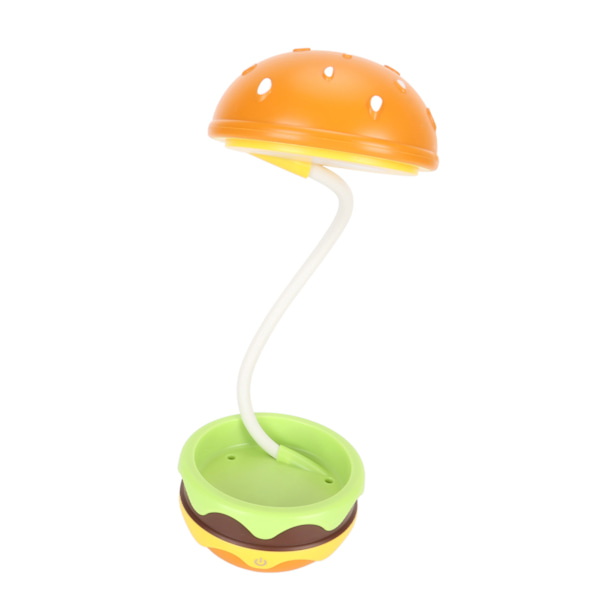 Barneleselampe i hamburger-stil, fleksibel svanehals, USB-lading, mykt varmt lys, skrivebordslampe for barn til hjem, skole og kontor
